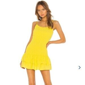 lovers + friends alden smocked peplum mini dress womens size XS